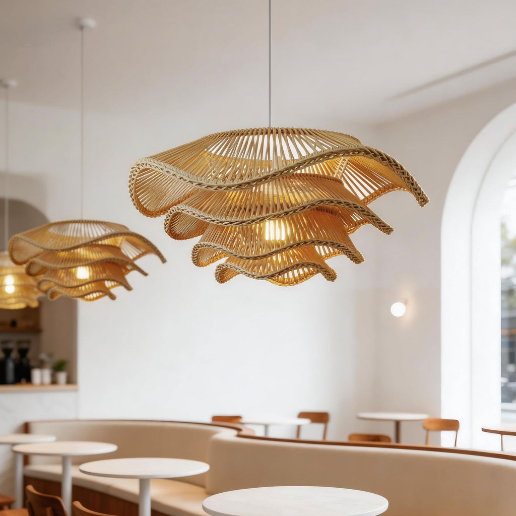 Lightsin Multi-tiered rattan pendant lamp
