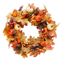 Autumn Pumpkin Wreath Wall Decoration with Lights – 50cm