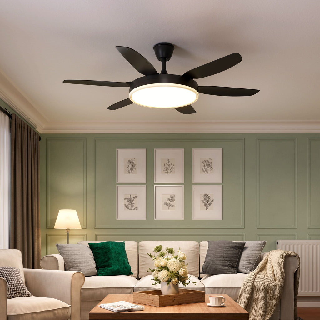 Lightsin Modern Black 57inch LED Ceiling Fan with Remote Control
