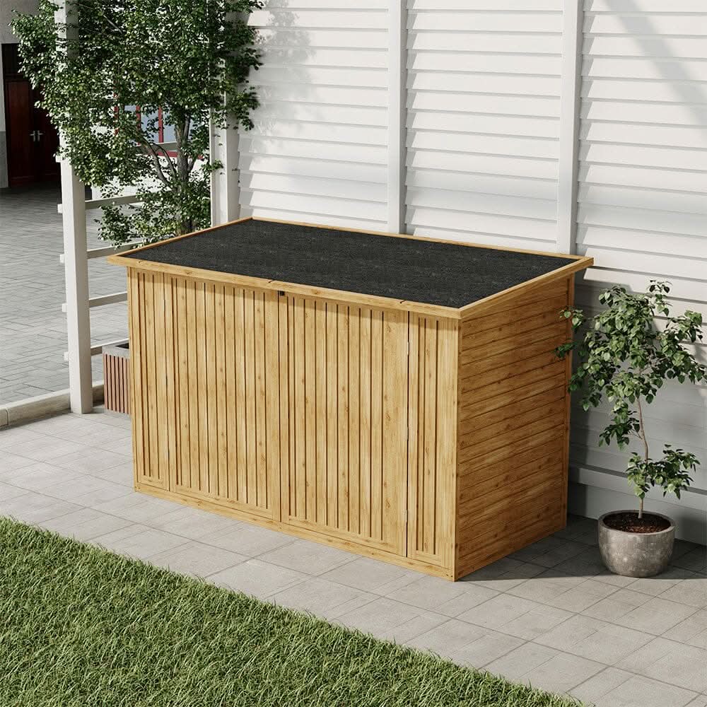 Wooden Bicycle Shed with Asphalt Roof and Steel Locking Door