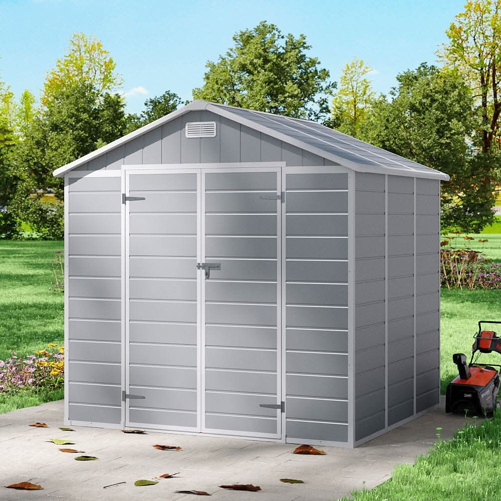 8x6ft / 8x8ft Plastic Outdoor Apex Roof Tool Shed with Dual-door (Ver.2)