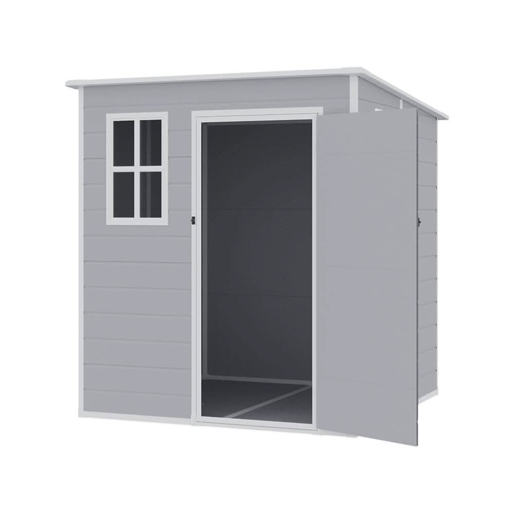 8x4/6x6ft PP Outdoor Apex/Flat Roof Garden Storage Shed with Window and Vent