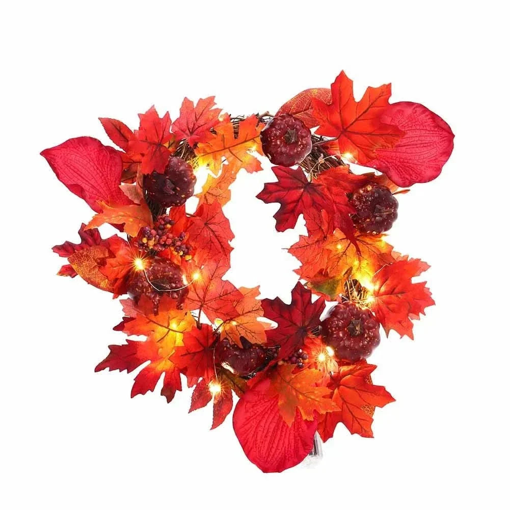 Fall Maple Leaf Pumpkin Wreath Artificial Wreath Front Door Decoration