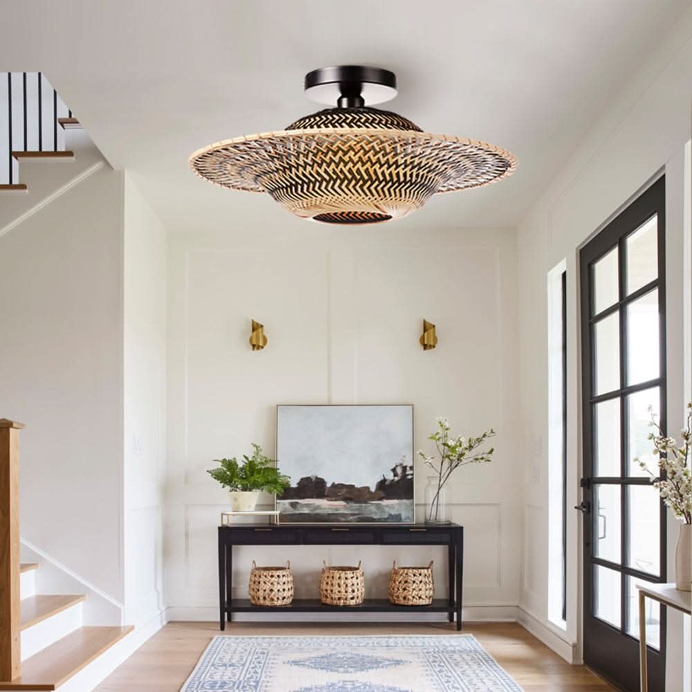 Lightsin Bamboo Radiance Handwoven LED Ceiling Light
