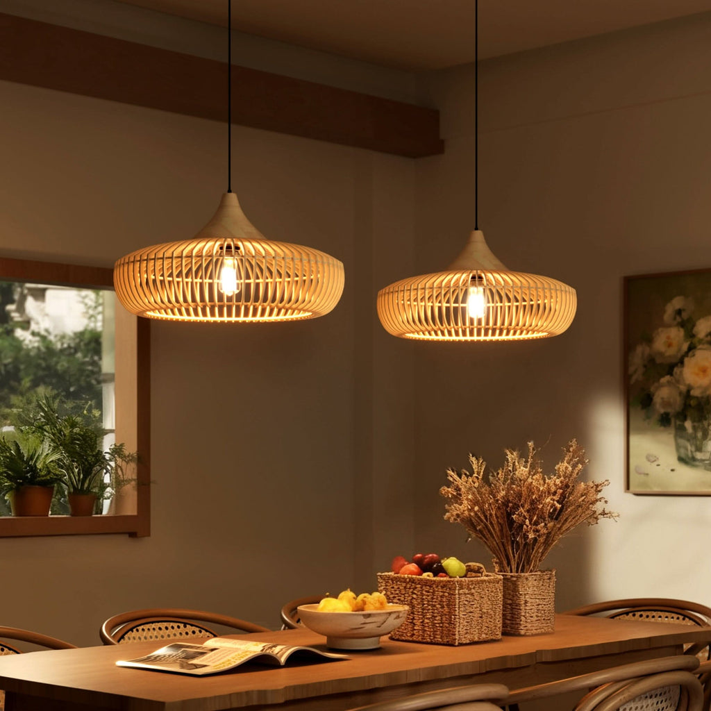 Lightsin Shadome Handcrafted Wooden Kitchen Pendant Light