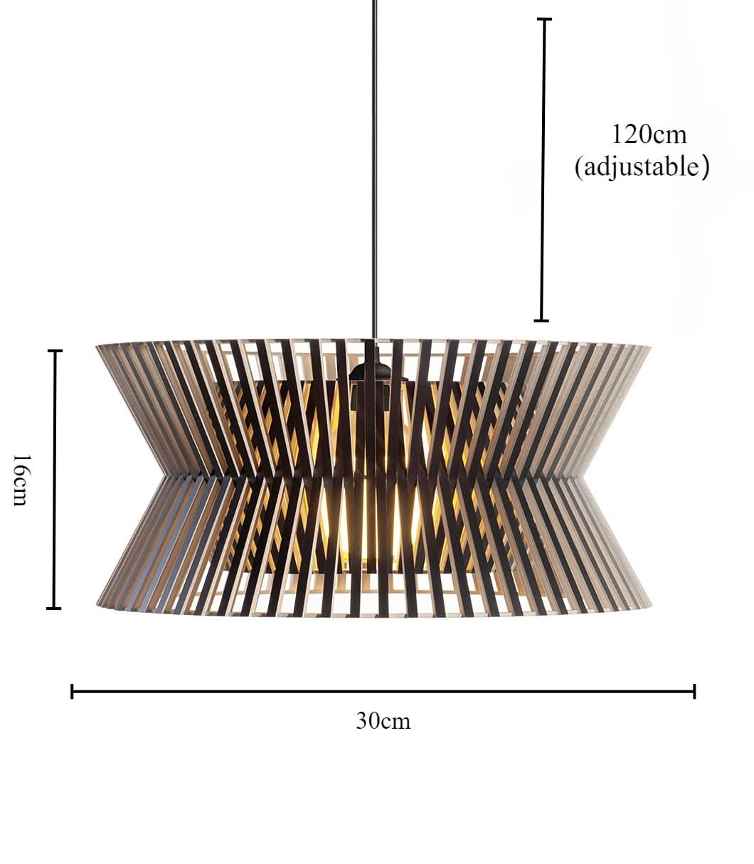 Lightsin Modern LED Wood Craft Drum Hanging Pendant Lights