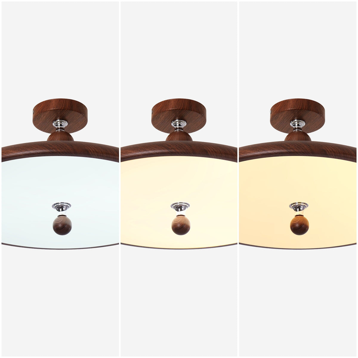 Walnut Two Globe Ceiling Light | Wood Effect Flush Mount