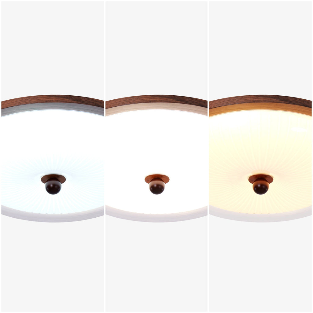 Walnut Acrylic Shade Ceiling Light | Colour-Changing Flush Mount
