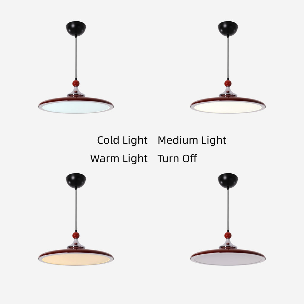 Red Iron Pendant Light | Colour-Changing E27 Ceiling Lamp