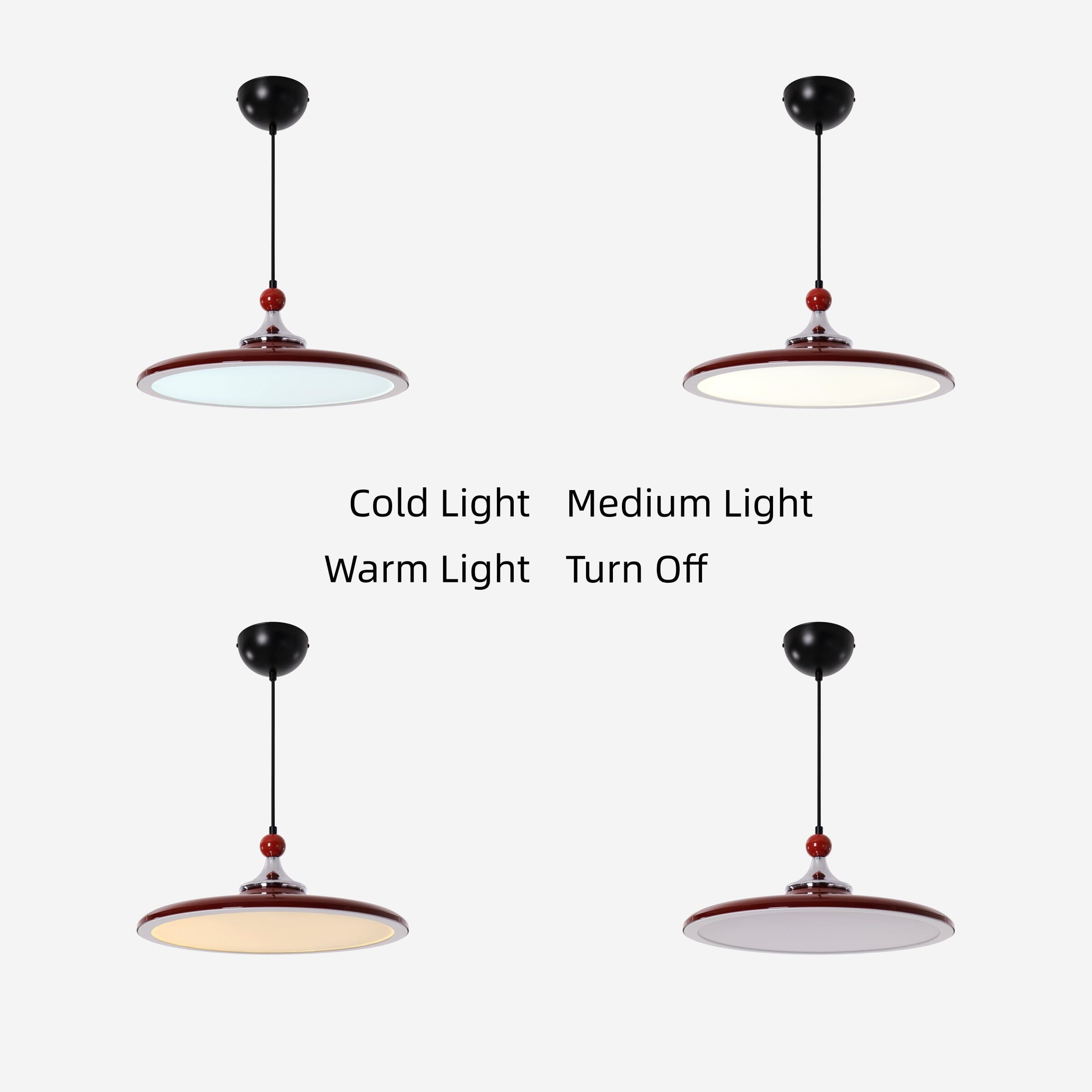 Red Iron Pendant Light | Colour-Changing E27 Ceiling Lamp