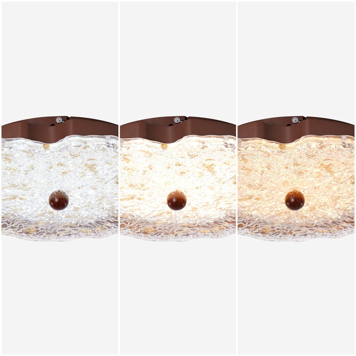 Walnut Ripple Acrylic Ceiling Light | Colour-Changing Flush Mount