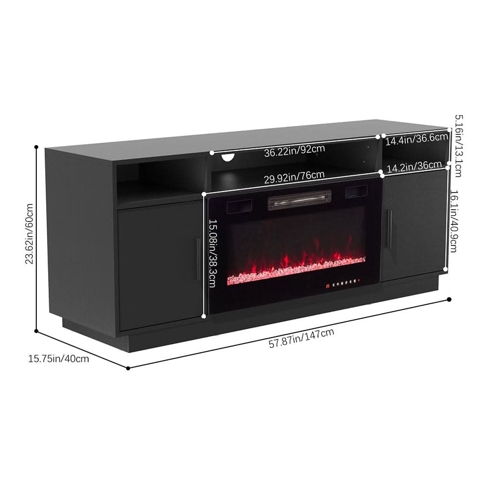30Inch Electric Fireplace TV Stand | Large Media Cabinet