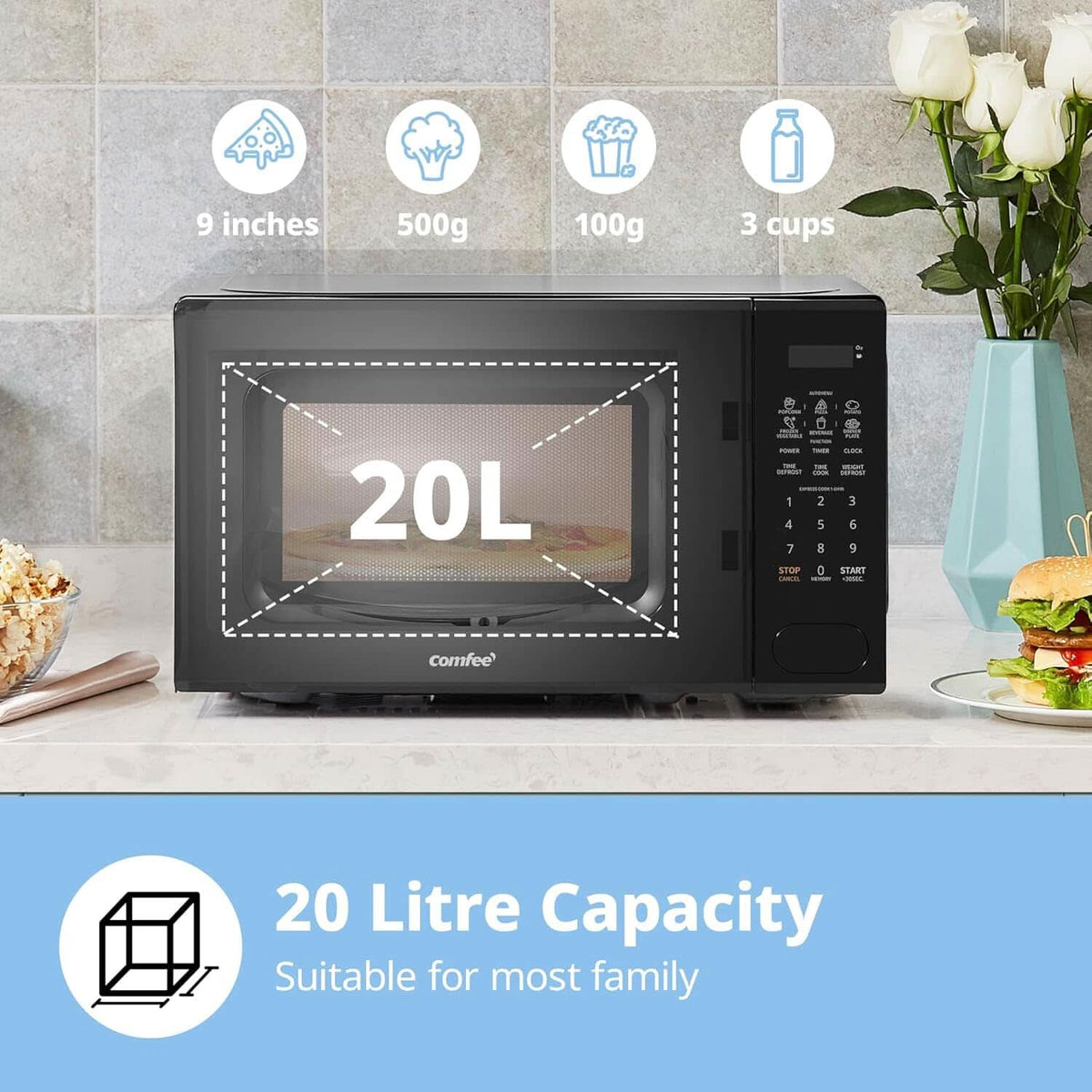 COMFEE 700W 20L Countertop Microwave Oven with LED Display