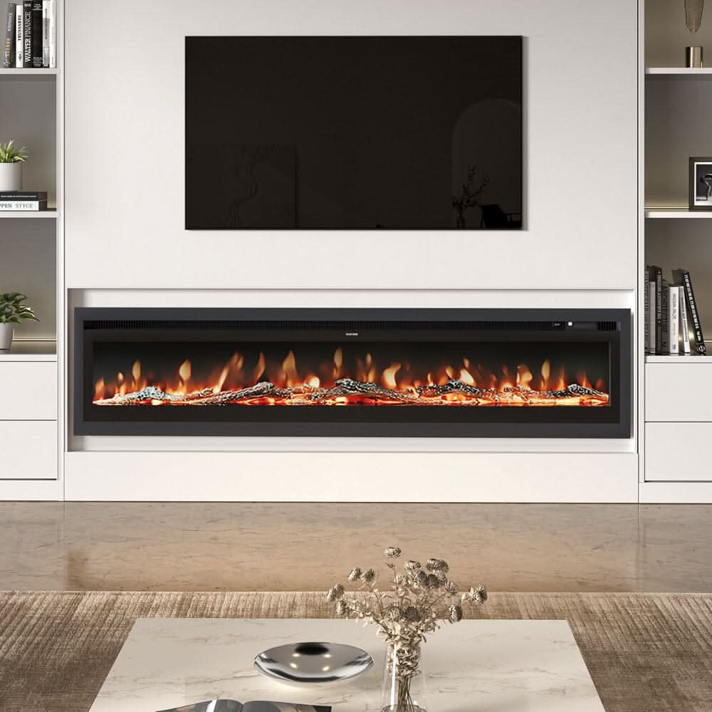 40/50/60/70/80 Inch Electric Fireplace 12 Colour LED Flame Effect Heater with Remote Control
