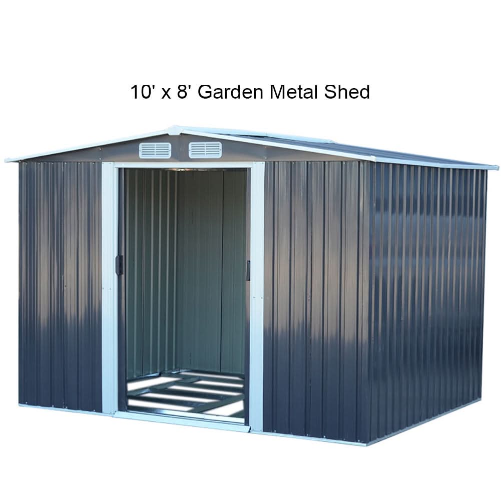 Waterproof 6x8/8x8/10x8/12x10ft Metal Shed with Gable Roof Charcoal Black/Green