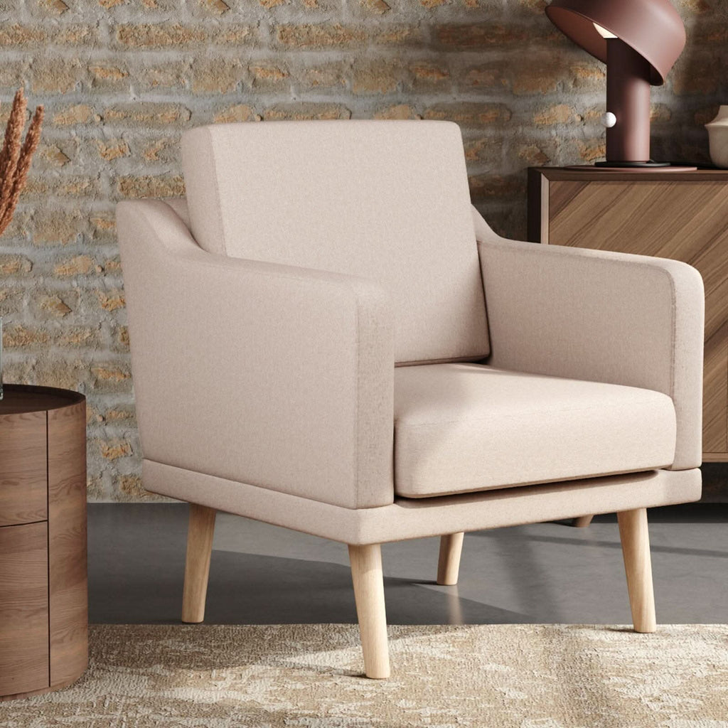 2ft Upholstered Armchair Linen Pebble Weave Padded Single Sofa