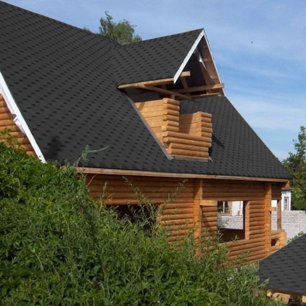18/36Pcs Asphalt Shingles Bitumen Roofing Hexagon Shape - Black/Gery