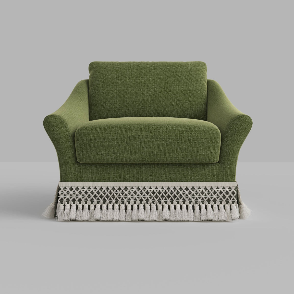 Cottonfy Slipcover Linen Armchair with Fringe