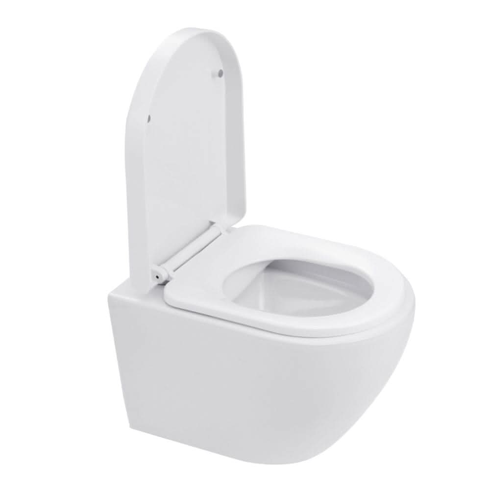35cm W White Bathroom Wall Mounted Elongated Toilet