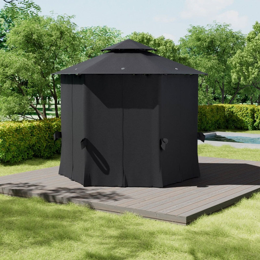 1.6x1.6x1.6m Dark Grey Hexagonal Shade Canopy with Fence