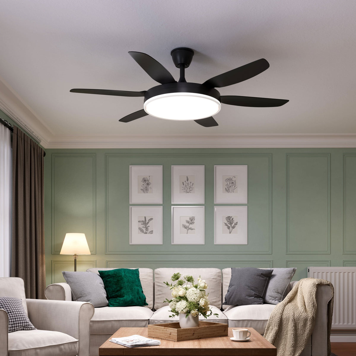 Lightsin Modern Black 57inch LED Ceiling Fan with Remote Control
