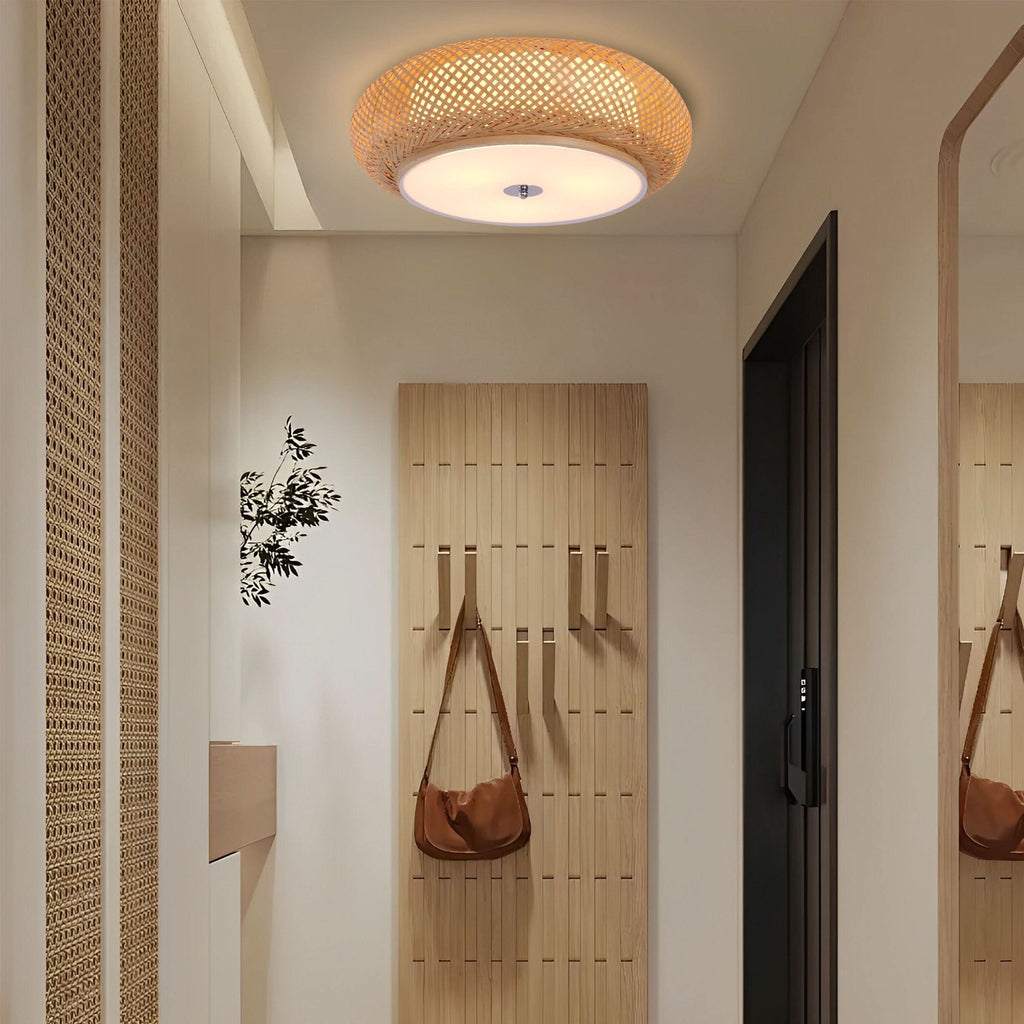 Lightsin Lutta-Handwoven Bamboo Ceiling Light – Zen-Style LED Fixture for Living Room, Bedroom & Dining Room