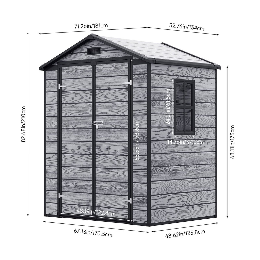 6x4ft Plastic Corrosion-Resistant Garden Storage Shed with Lockable Door