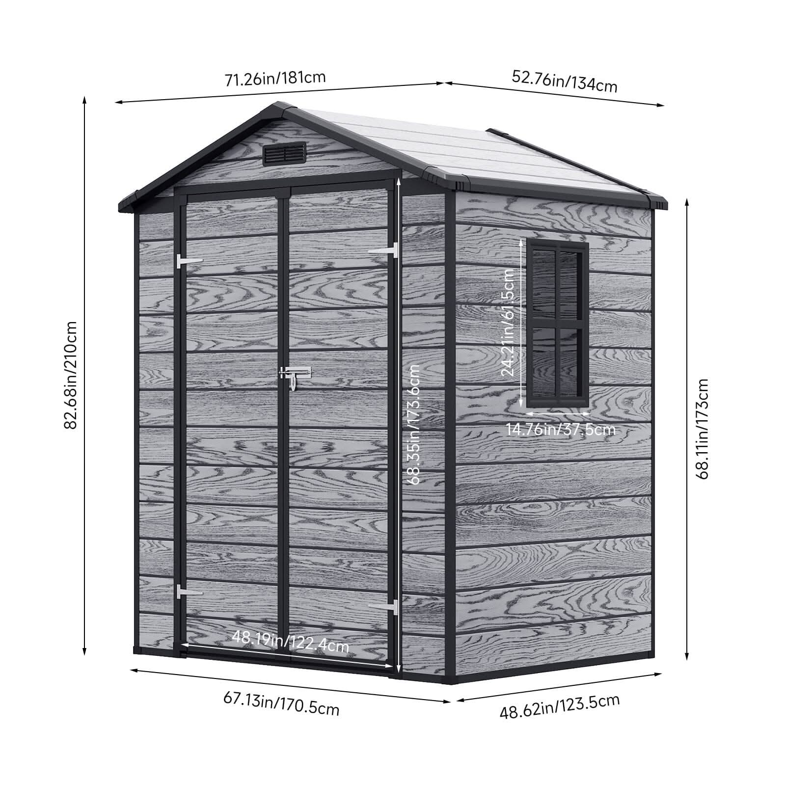 6x4ft Plastic Corrosion-Resistant Garden Storage Shed with Lockable Door