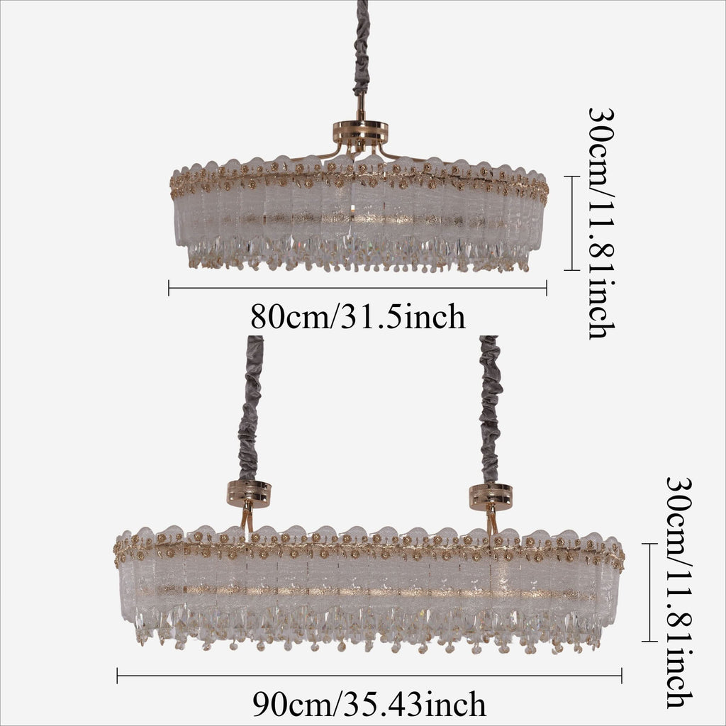 Lightsin Contemporary Crystal Pendant Light Oval and Round Dimmable Ceiling Fixture for Living Room and Hall