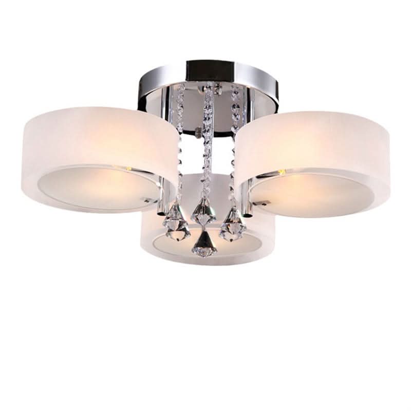 Ceiling Light Semi-Flush Mount, Cylindrical Acrylic Lampshades, Crystal Drops