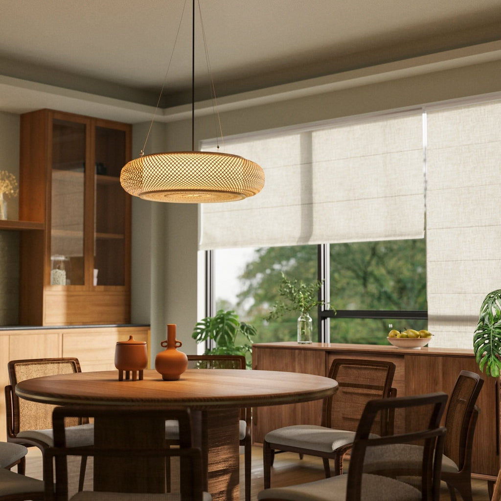 Lightsin Lutta-Handwoven Bamboo Pendant Light for Kitchen Island or Living Room