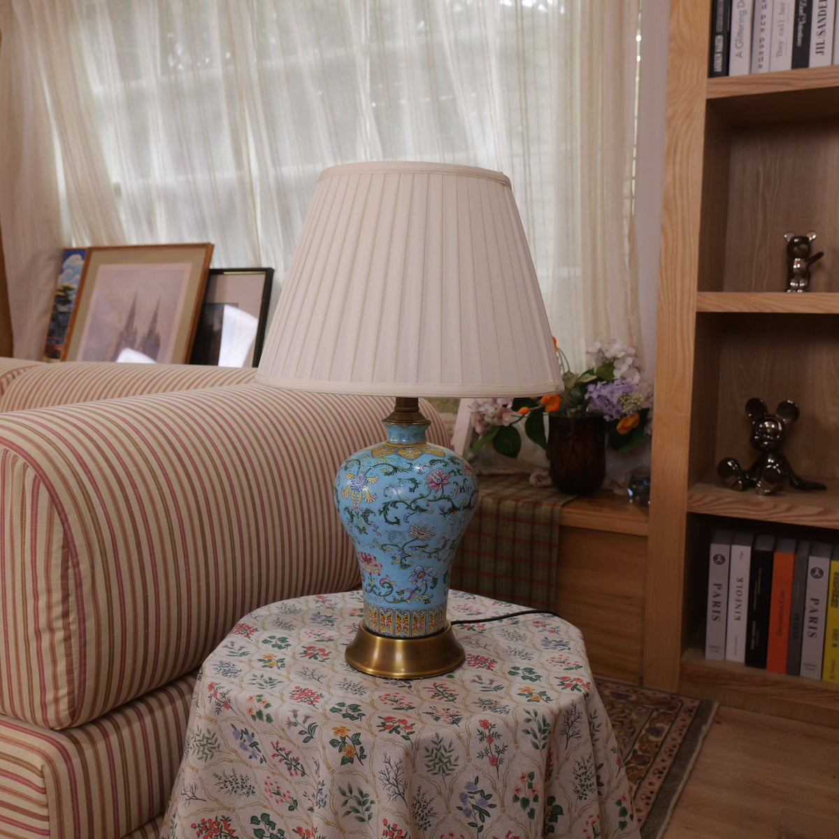 Lightsin Vibrant Ceramic Table Lamps for Living Room – Handcrafted Design with Warm Fabric Shade