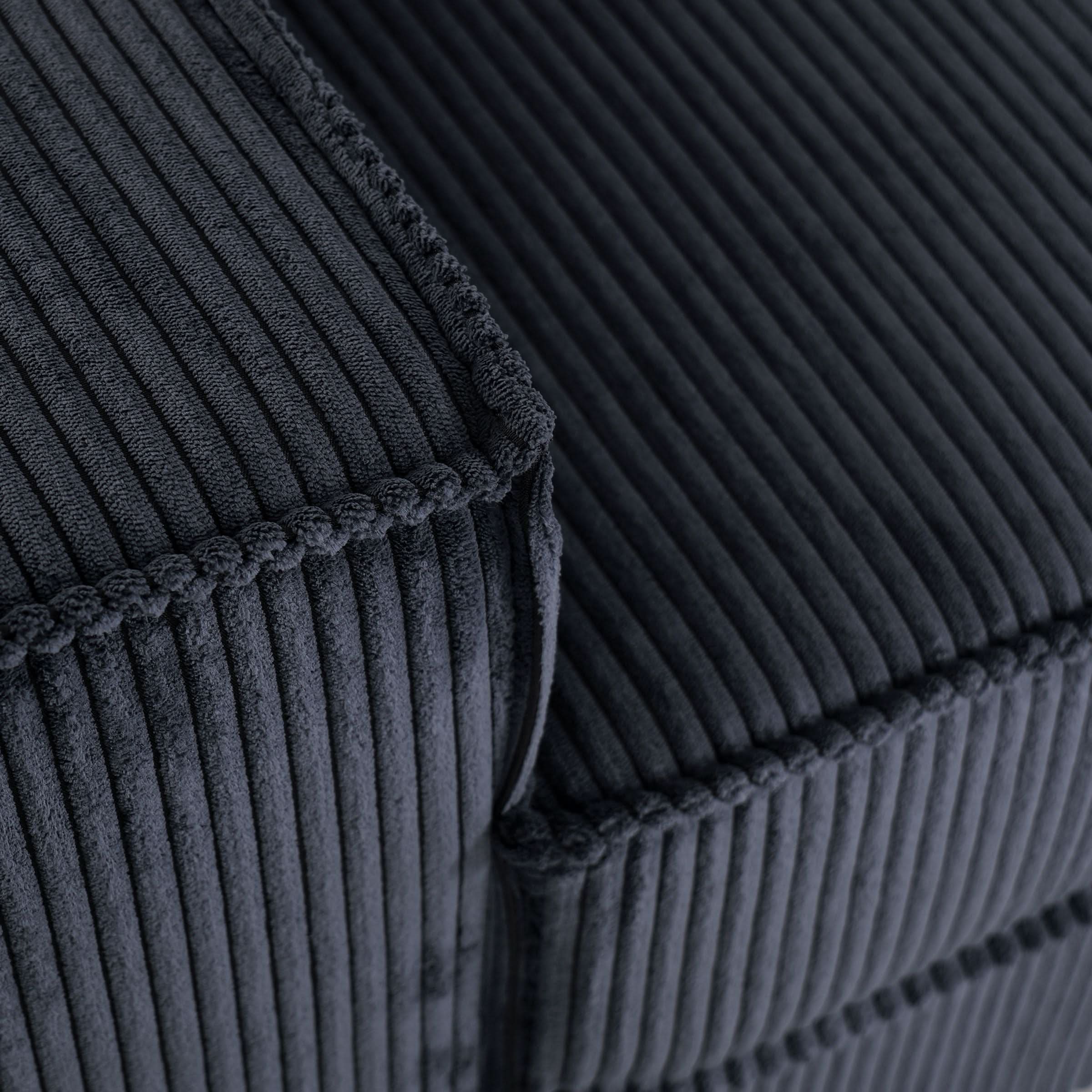 Caramel & Deep Blue Corduroy Sofa Bed with Adjustable Backrest and Spring Coil Support