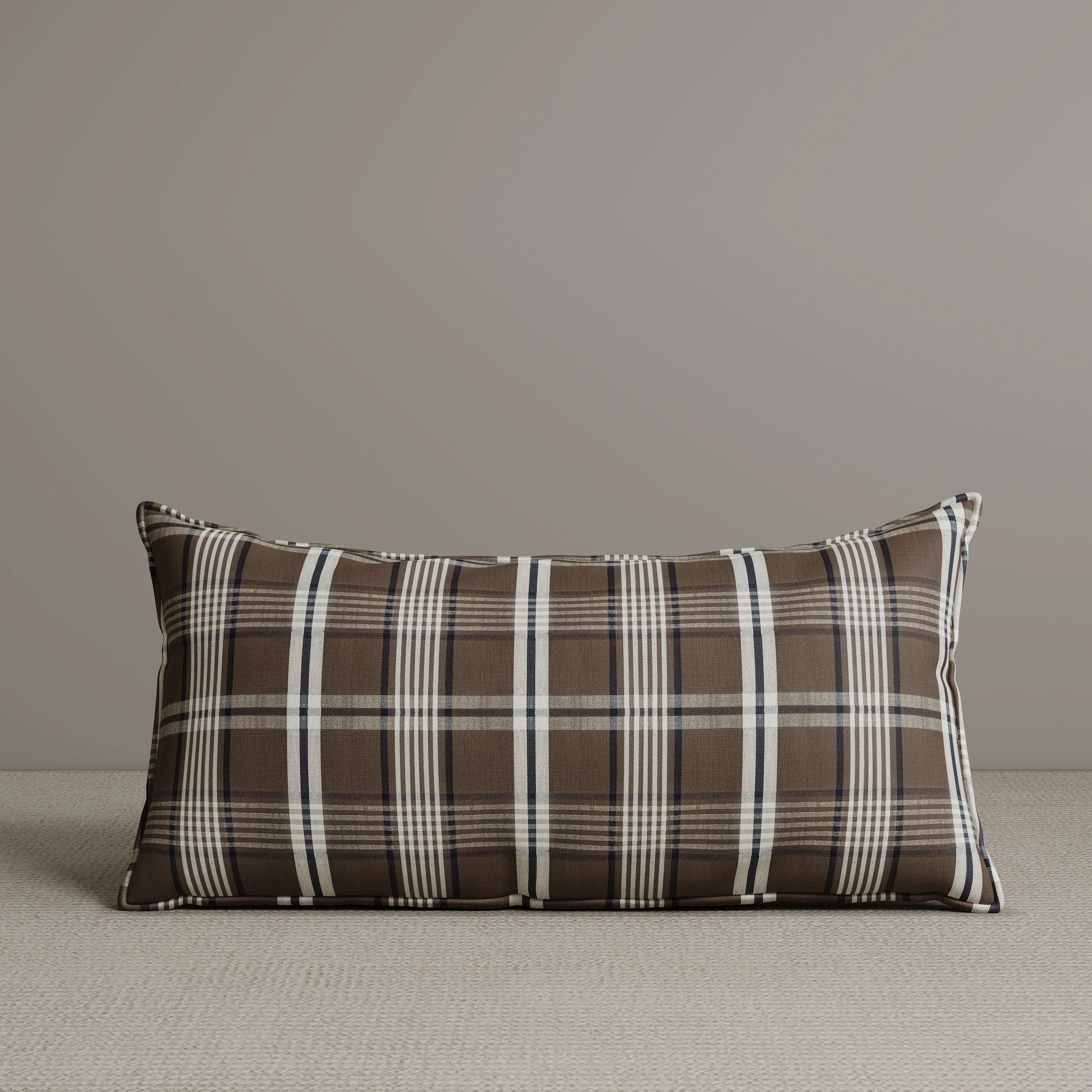 ‍Exclusive Waist Cushion in Coffee Checkered Cotton Linen, 56*27*12 CM (100% off)