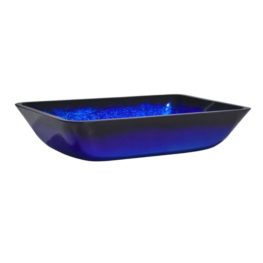 Golden/Blue Tempered Glass Bathroom Art Design Sink