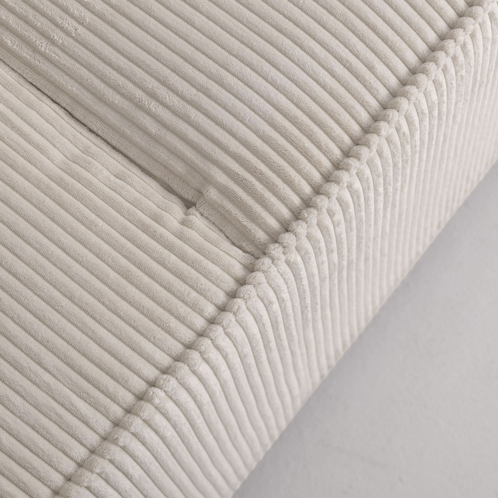 Beige & Grey Corduroy Sofa Bed with Adjustable Backrest and Spring Coil Support