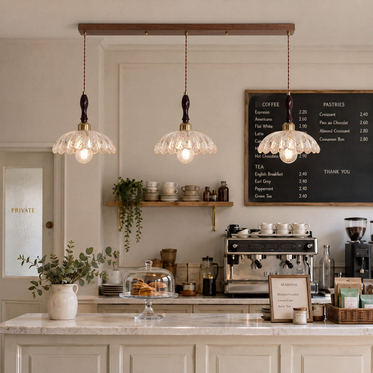 3-Light Walnut Resin Mini Pendant Light | Adjustable Bar Ceiling Lamp