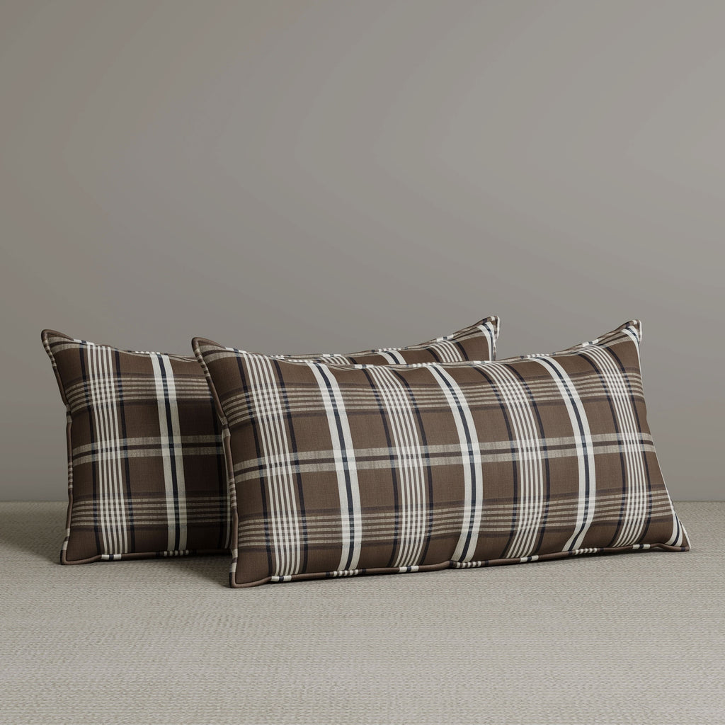 ‍Exclusive Waist Cushion in Coffee Checkered Cotton Linen, 56*27*12 CM (100% off)