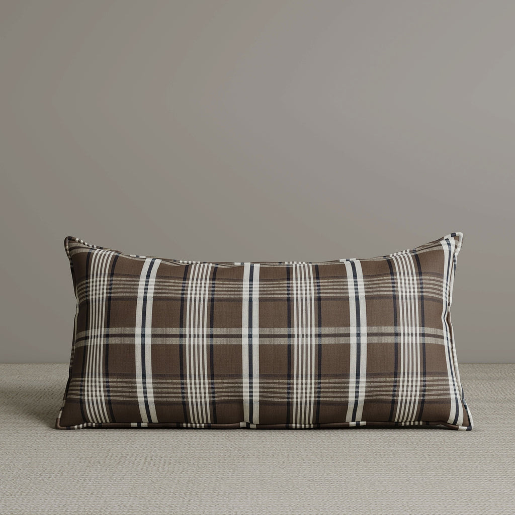 Exclusive Waist Cushion in Coffee Checkered Cotton Linen, 56*27*12 CM