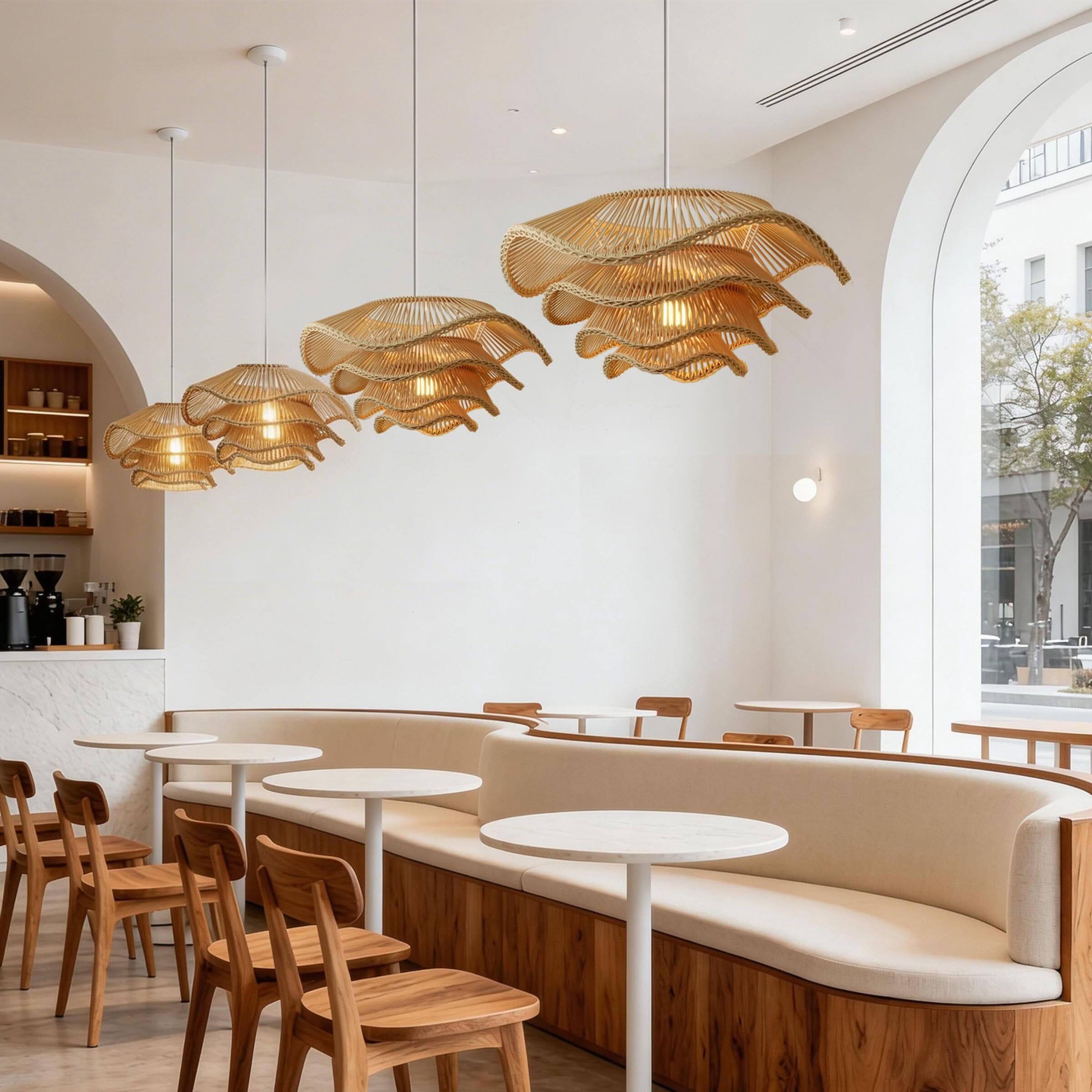 Lightsin Multi-tiered rattan pendant lamp