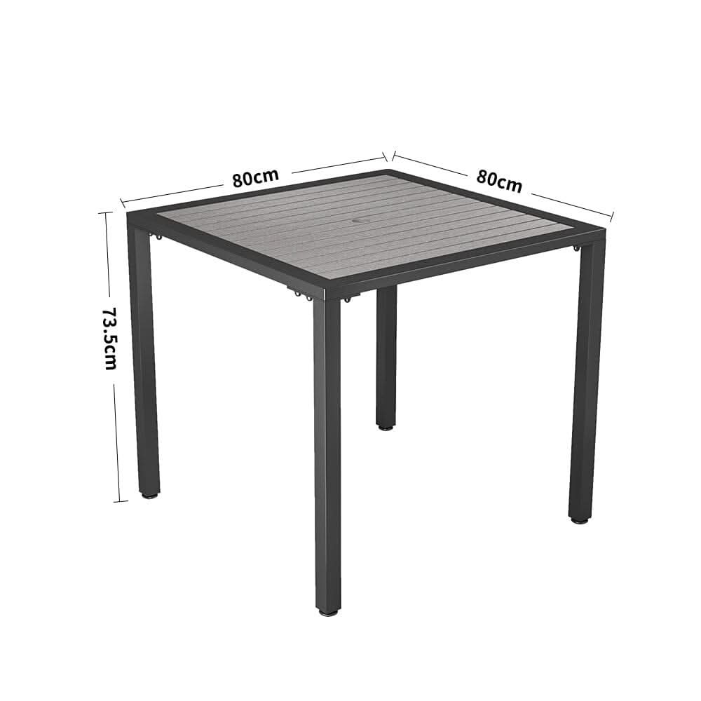 80/120/150cm Wide Rectangular Outdoor Dining Table with Parasol Hole