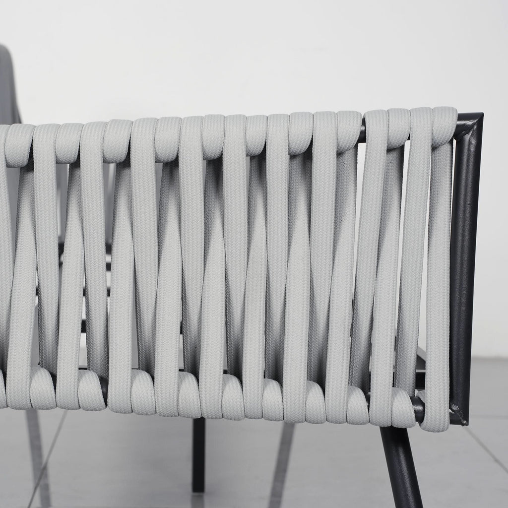 Outdoor Garden Furniture Set with Rope Weave and All Metal Frame 4 Piece Design
