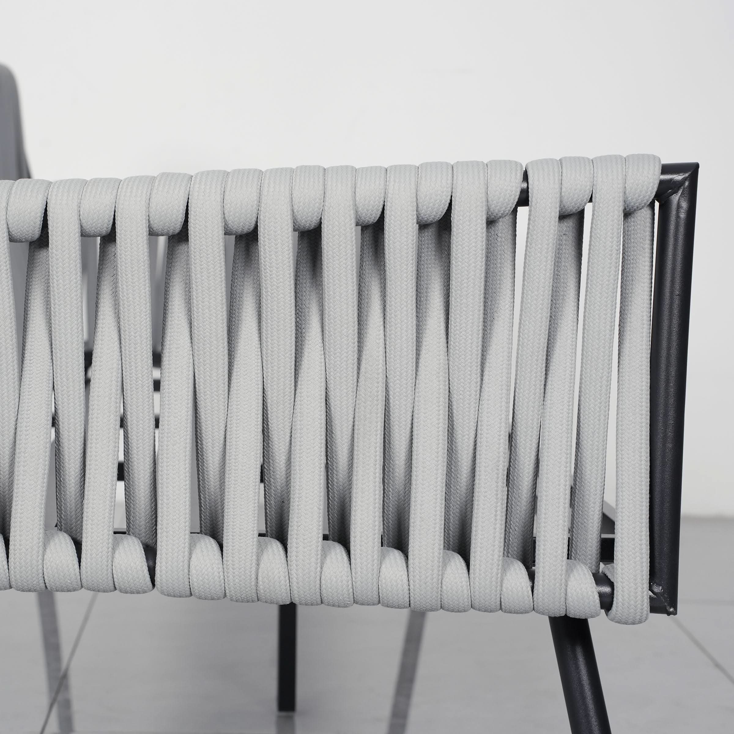 Outdoor Garden Furniture Set with Rope Weave and All Metal Frame 4 Piece Design