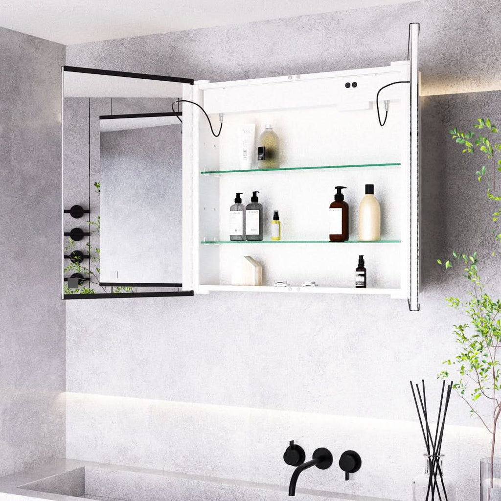 65*60cm LED Mirror Cabinet with Bluetooth Double Door