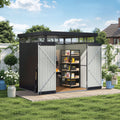 2x2.6x2m/1.6x2.6x2m/2.6x3x2m/4x3x2m Charcoal Black Galvanized Steel Storage Shed with Double/Single Lockable Doors