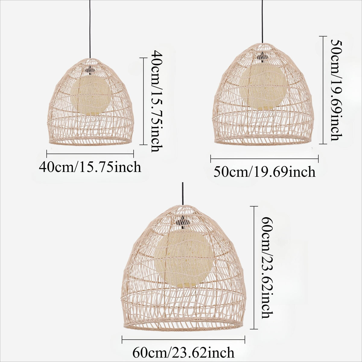 Lightsin Rattan Art Pendant Light Hanging Decor Rustic Style(Version A)