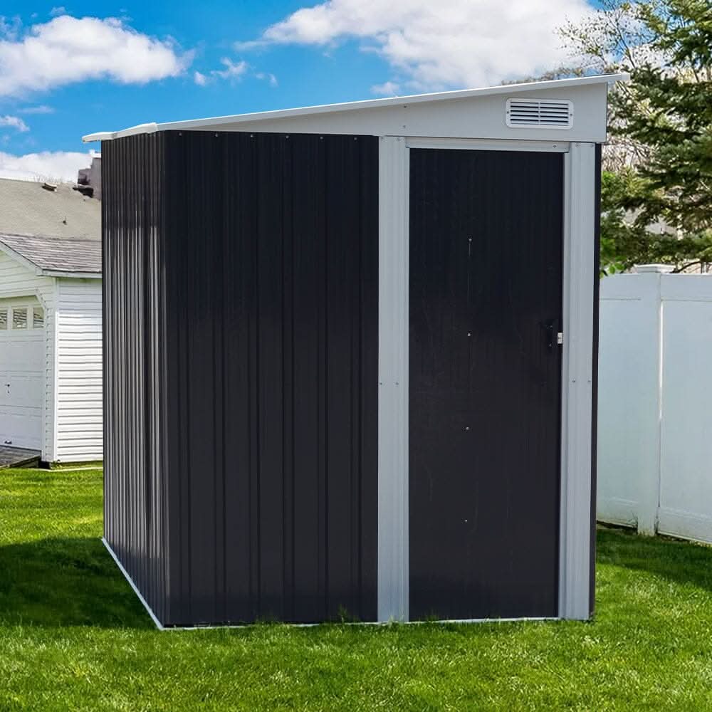 5X7 ft Metal Pent Roof Garden Tool Shed Outdoor Patio Storage House