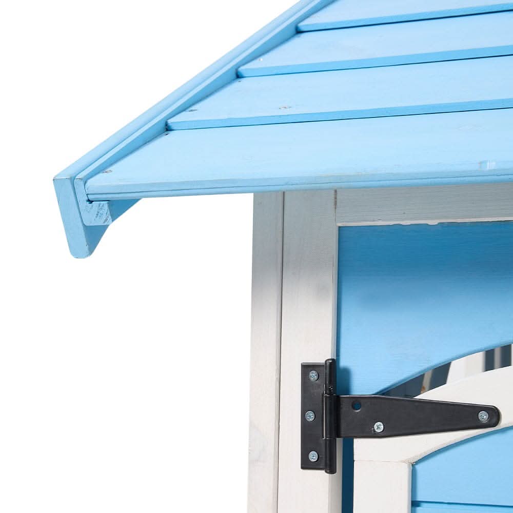 Blue Wooden Playhouse for Kids with Doors & Windows – Polished Fir Wood, Easy Assembly