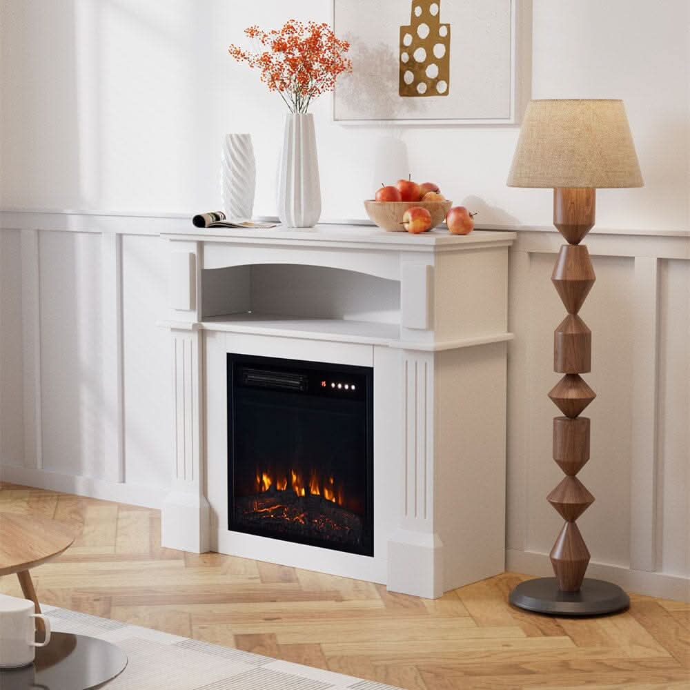 Wood Grain Fireplace Cabinet with 18inch Electric Fire | Touchscreen-enabled & remote-controlled