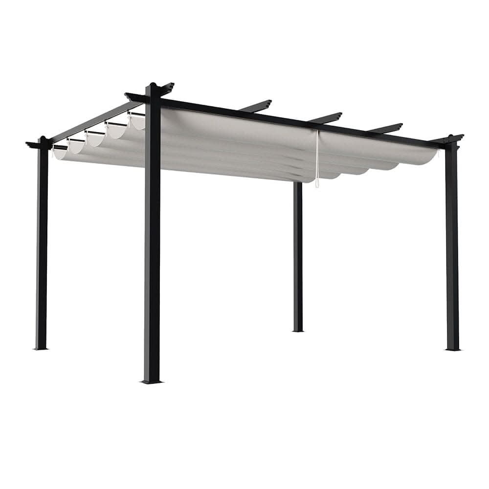 3x3m/3x4m/3x6m/4x4m All-Aluminum Flat Top Tarp Tent -Off-White/Light Grey